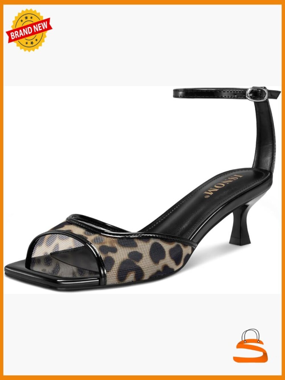 Womens Mesh Kitten Heels Sandals Square Toe Ankle Strap Low Heels Summer Dress